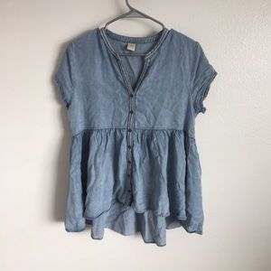 Paper Crane chambray babydoll top
